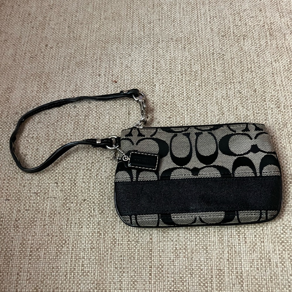 Coach gray and black wristlet